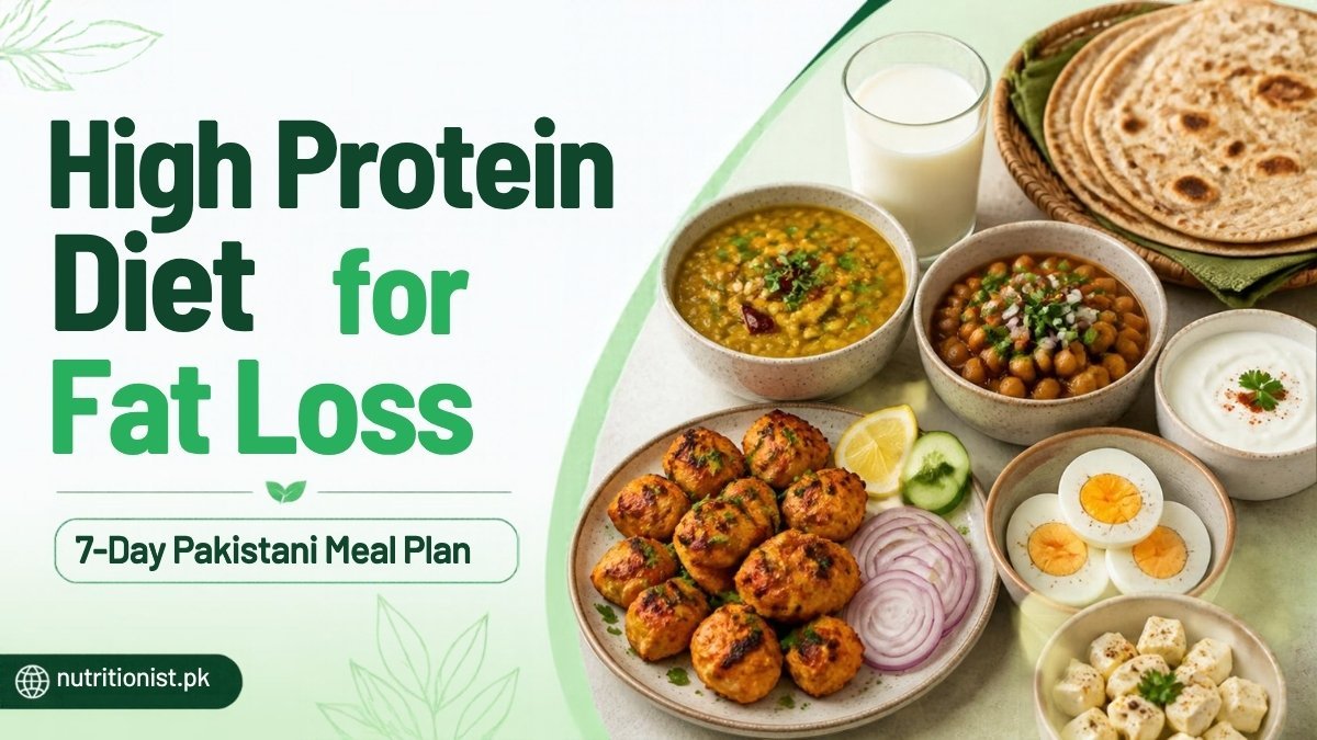 High protein Pakistani foods for fat loss: chicken tikka, boiled eggs, daal, chana, dahi, paneer, milk and whole wheat roti